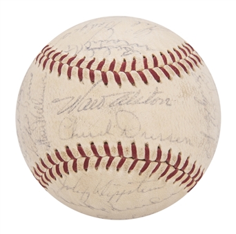 1959 World Series Champion Los Angeles Dodgers Team Signed ONL Giles Baseball With 31 Signatures Including Sandy Koufax, Gil Hodges & Walt Alston (JSA)